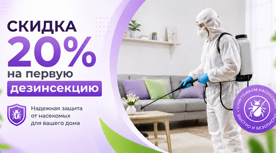 Акция! Скидка 20% на первую дезинсекцию